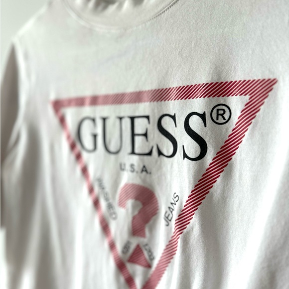 Guess White Logo Top 3/4 Sleeves - Picture 3 of 4